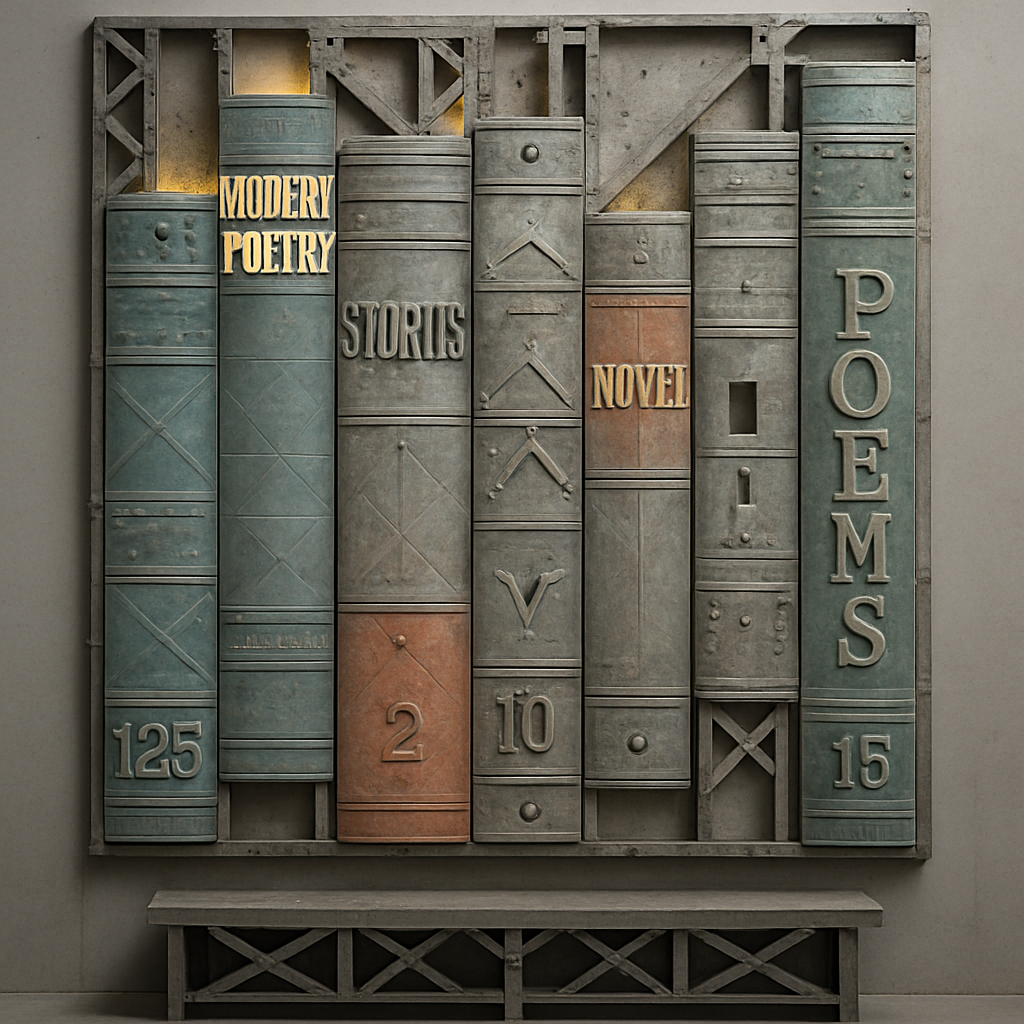 Cool Machine to Land — Stacked Spines (2026 Reading Mural)